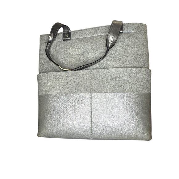 Kate Spade Handbag Quinn Purse Frosted Felt Heather Grey Glitter Tote Bag - Picture 5 of 14
